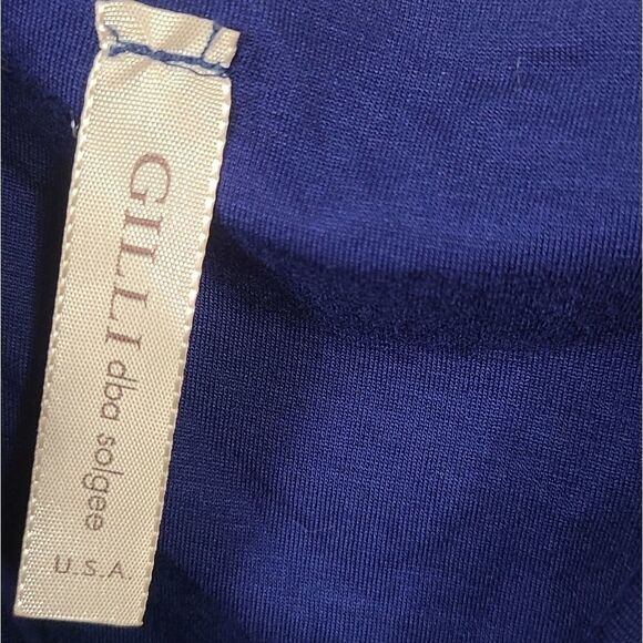 Modcloth Vertical Wave Navy Blue Ruffled Maxi Dress One Shoulder Fit & Flare - Picture 4 of 9